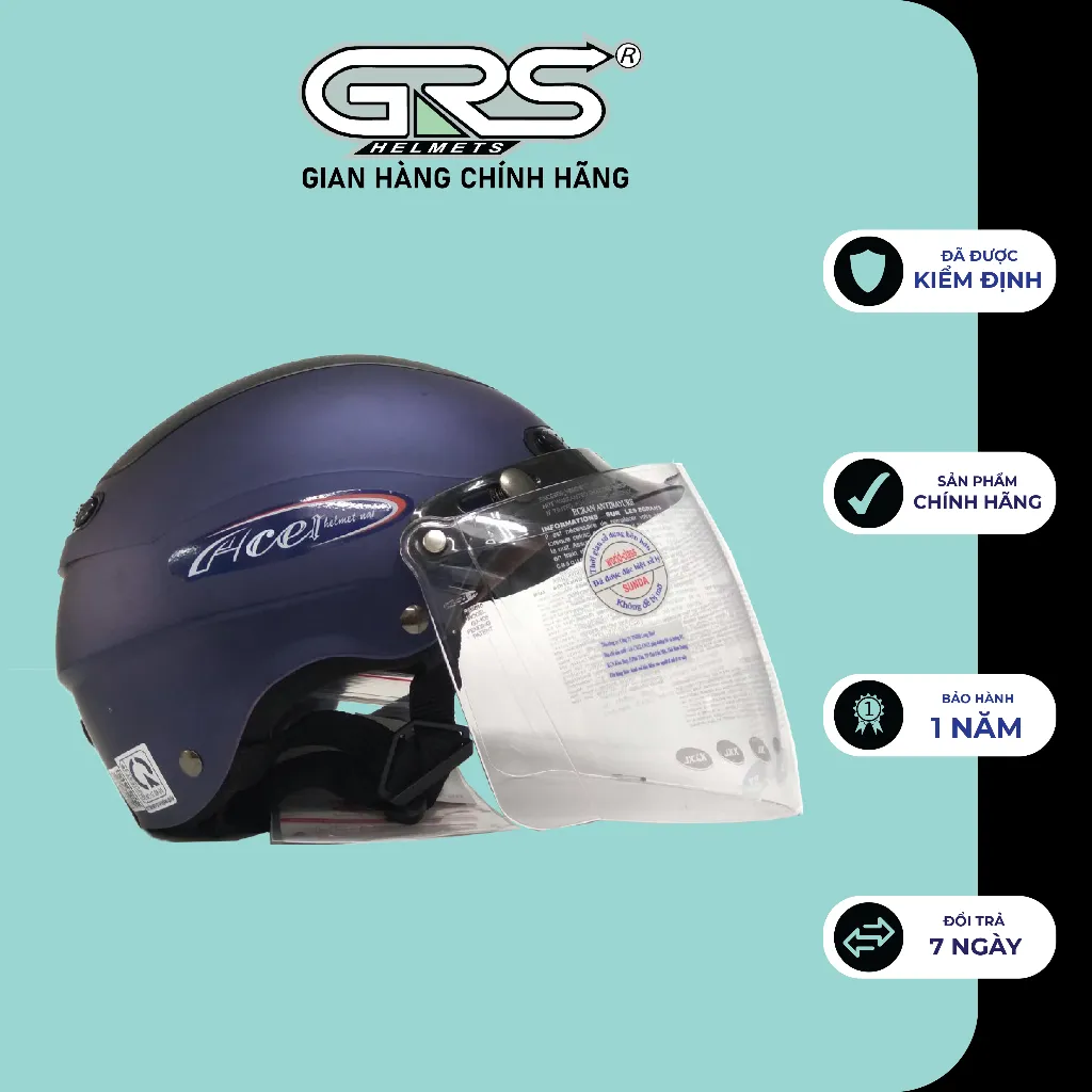Ảnh Kính ba khuy GRS A7 gắn nón bảo hiểm nửa đầu và ba phần tư 2