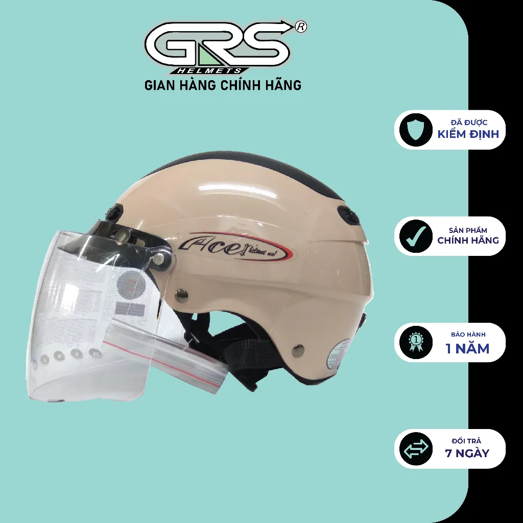 Ảnh Kính ba khuy GRS A7 gắn nón bảo hiểm nửa đầu và ba phần tư 3