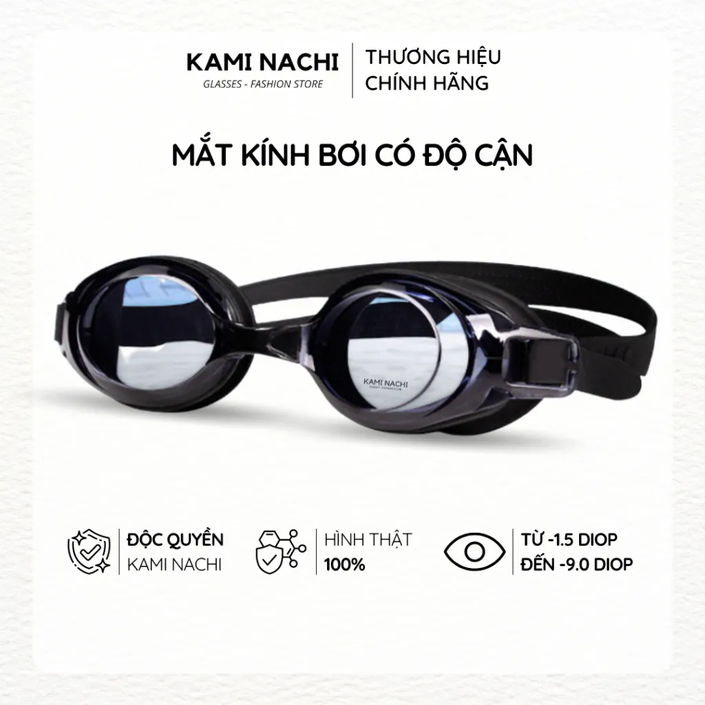 Ảnh Kính bơi cận cho người lớn nam nữ có độ từ 1.5 độ đến 9.0 độ chính hãng KAMI NACHI 1