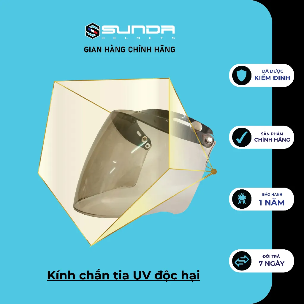 Ảnh Kính Chắn Gió Mũ Bảo Hiểm SUNDA CA-105 gắn được cho tất cả các mũ ½ và ¾ trên thị trường 2