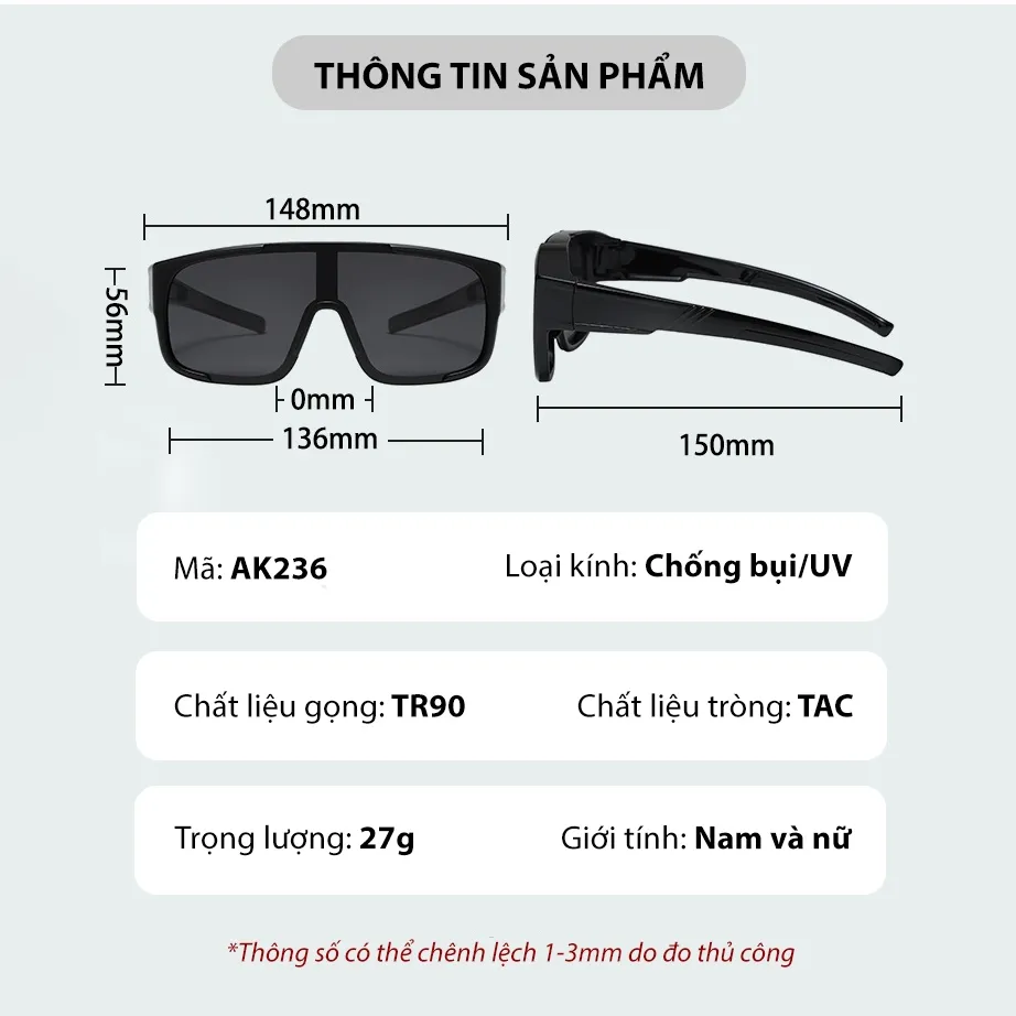 Ảnh Kính Chống Bụi Phân Cực Đi Đường Nam Nữ AORON Có Thể Đeo Ngoài Gọng Cận Chống Tia UV Gây Hại, Cản Gió Và Nước Mưa AK236 2