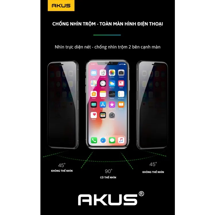 Ảnh Kính chống nhìn trộm dành cho iphone  AKUS RED 7 đến 14 promax - Hàng Chính Hãng 1
