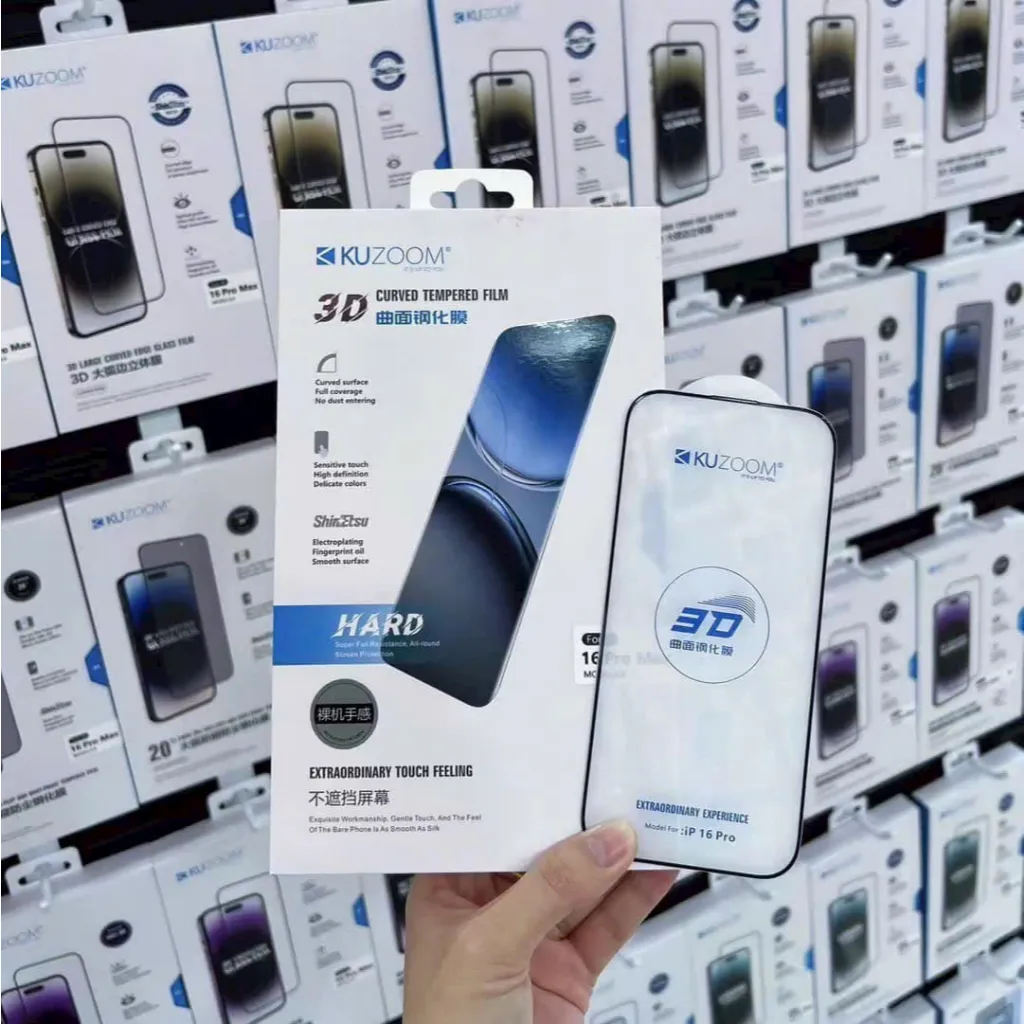 Ảnh Kính Cường Lực 3D Curved Chính Hãng KUZOOM Viền Mỏng Không Lẹm Dùng Cho Iphone 15 Promax-16 Promax 2