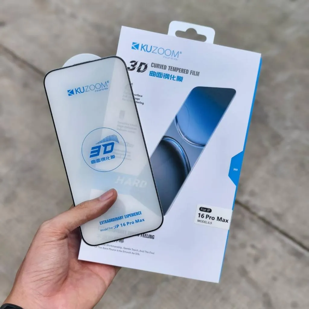 Ảnh Kính Cường Lực 3D Curved Chính Hãng KUZOOM Viền Mỏng Không Lẹm Dùng Cho Iphone 15 Promax-16 Promax 3