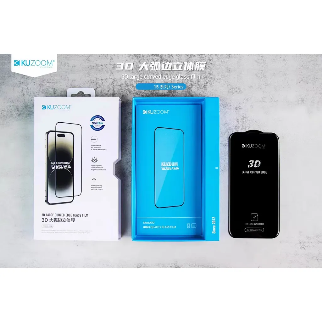 Ảnh Kính Cường Lực 3D Trong Suốt FULL HD Chính Hãng Kuzoom Chịu Lực Tốt Dành Cho IP X-11-12-13-14-15-16 3