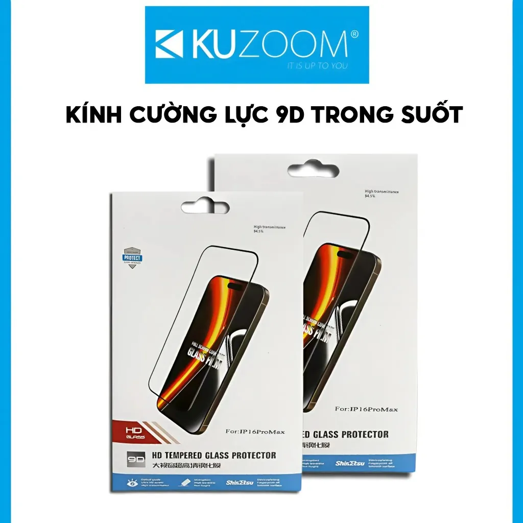 Ảnh Kính Cường Lực 9D Trong Suốt Full Màn Chính Hãng KUZOOM Chống Trầy Xước cho iP X-16-Promax- PRO-PLUS 1