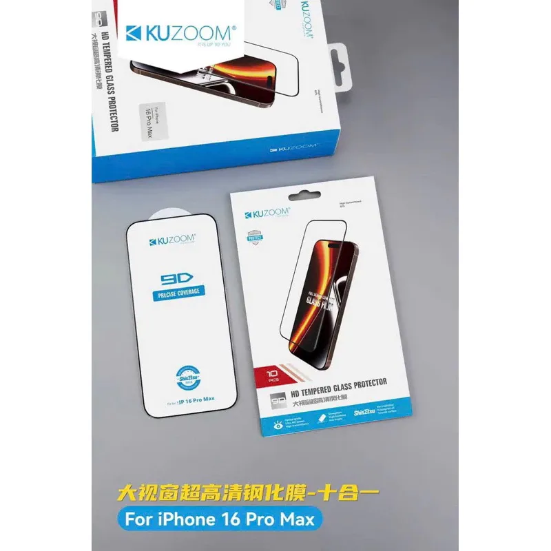 Ảnh Kính Cường Lực 9D Trong Suốt Full Màn Chính Hãng KUZOOM Bảo Vệ Màng Loa Dùng Cho IP X Đến 16-Promax 4