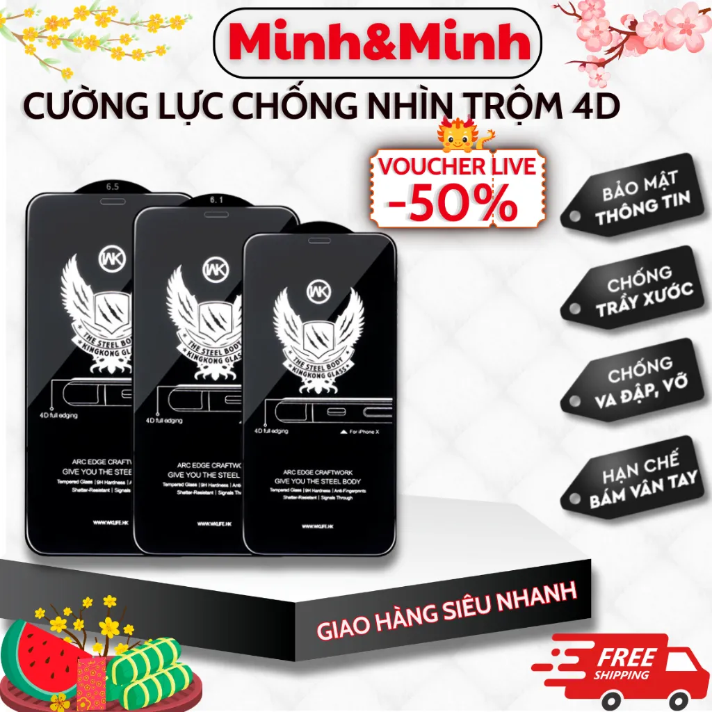 Ảnh Kính Cường Lực Chống Nhìn Trộm KTM Store 4D Full Màn 7plus 8plus xsmax 11 12 pro 13 14 promax 15promax 16 Pro max 1