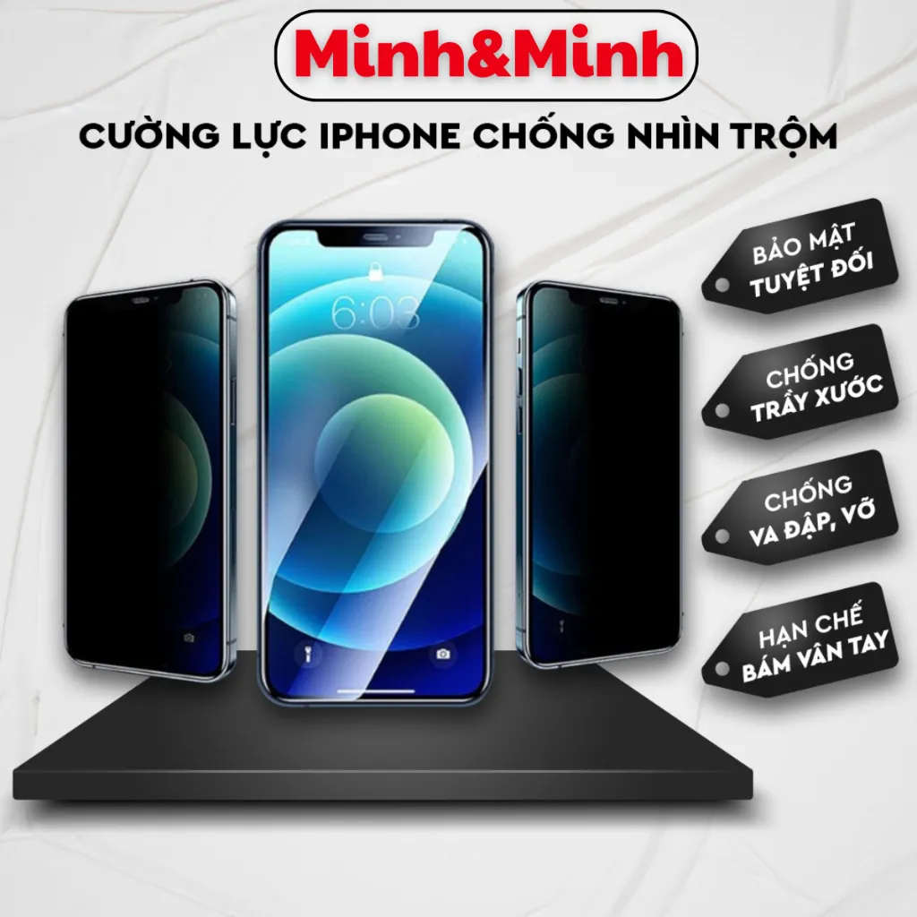 Ảnh Kính Cường Lực iphone chống nhìn trôm tự dán KTM full màn, ip 7plus xsmax, 11Promax, 12 13 14 15Promax 16Promax 2