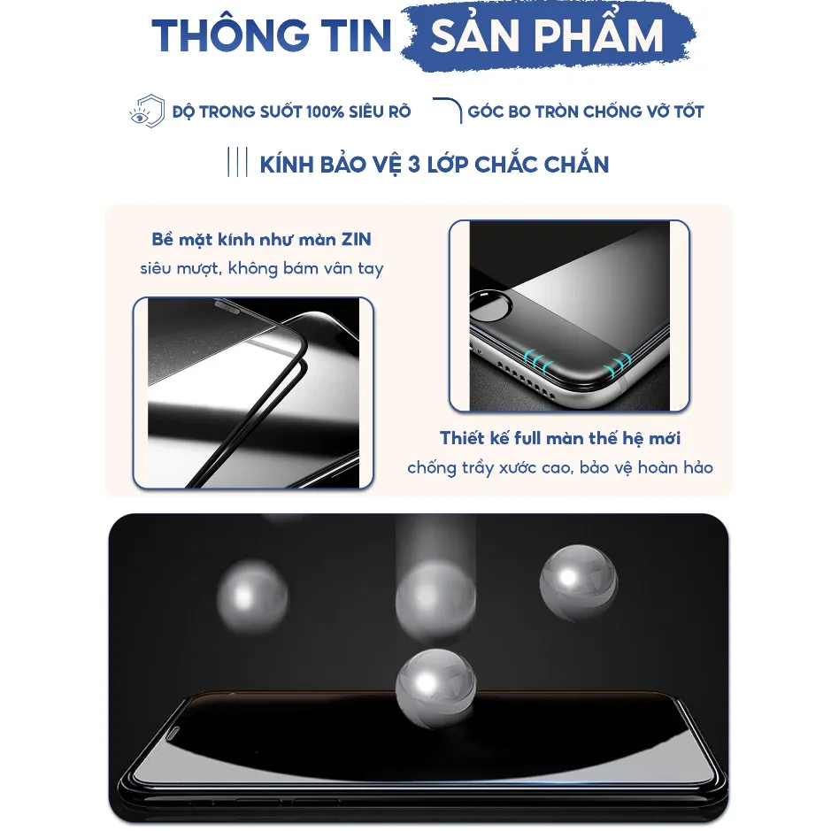 Ảnh Kính Cường Lực iphone chống nhìn trộm KTM full màn, ip 7plus/xsmax, 11Promax, 12 13 14 Pro max 1