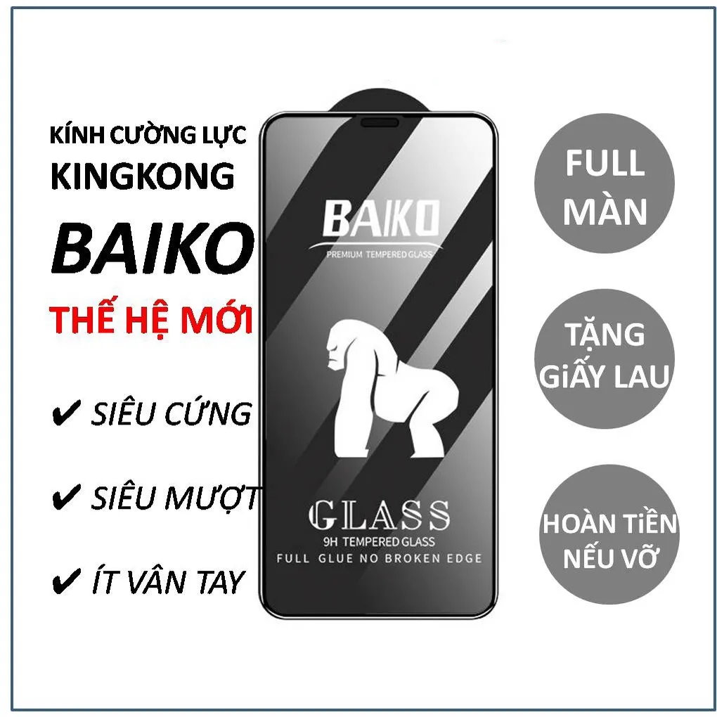 Ảnh Kính cường lực Iphone full màn KK bai.ko iphone 6/7/8/7plus/8plus/x/ xs/xsmax/11/12/13/14promax/max BAI..KO - Vinzy 1