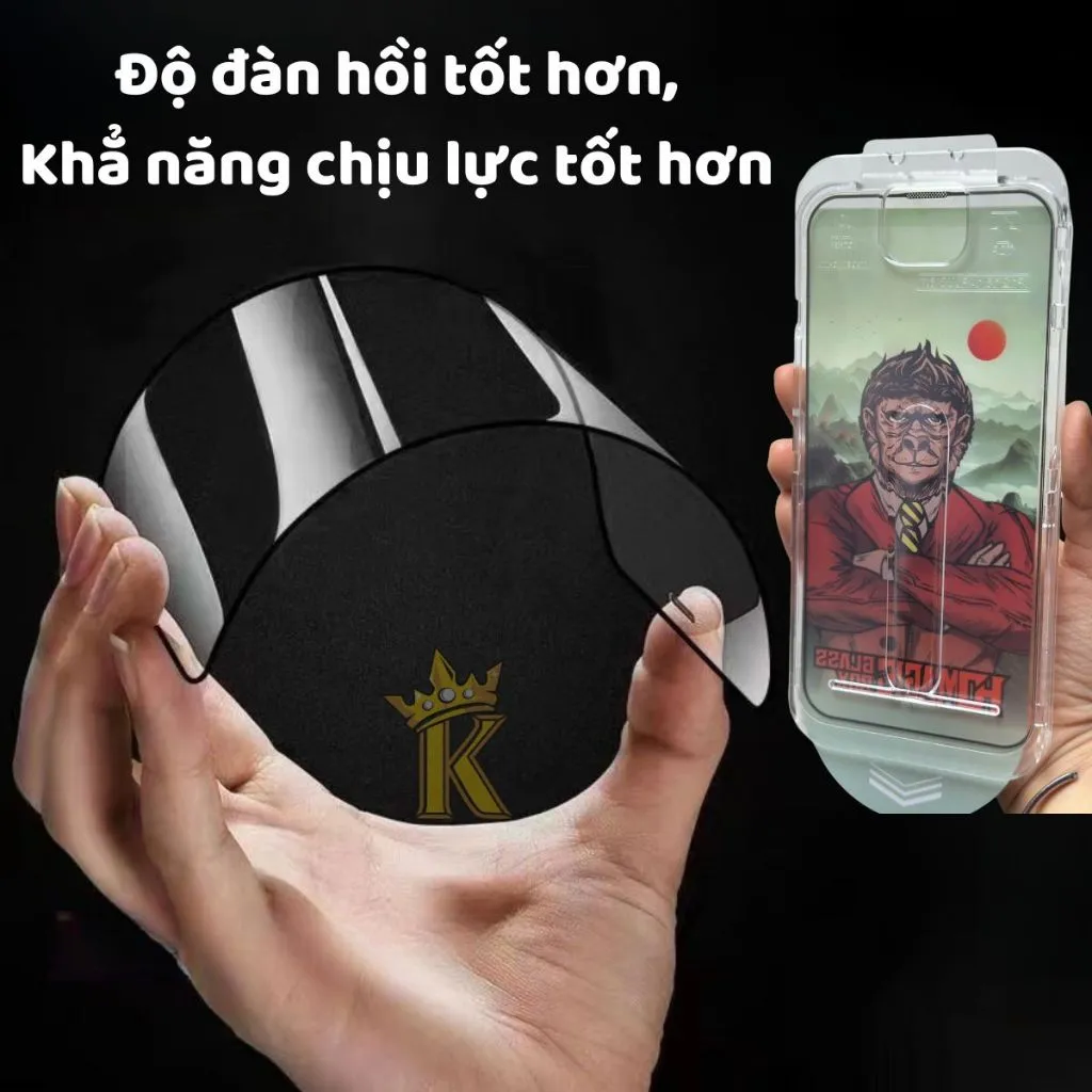 Ảnh Kính cường lực iphone khung dán tự lấy bụi KTMSTORE, viền mỏng không che vào màn máy, ip xsmax 11 12 14 15Pro 16promax 4