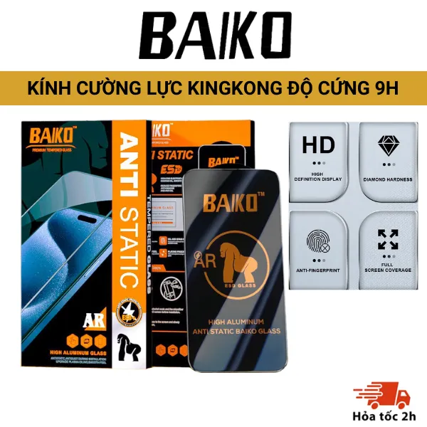 Ảnh Kính cường lực iphone KINGKONG BAIKO chắn bụi loa 9H siêu mượt 16 15 14 13 12 11 Promax 7 8 Plus Xr Xs x 1