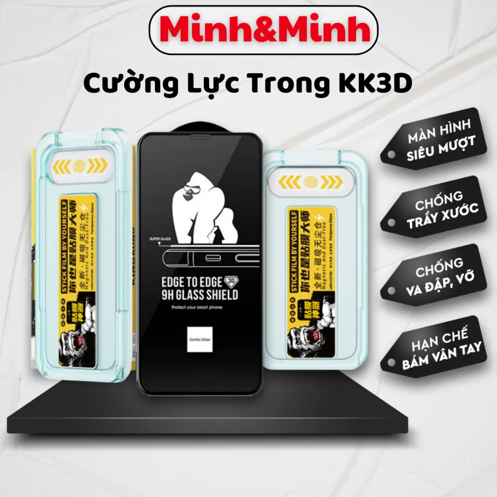 Ảnh Kính Cường Lực iphone KTM full  màn, tự dán 6splus,8,7plus 8plus x xs xsmax 11 12 13 14 pro 15 promax 16Promax 1