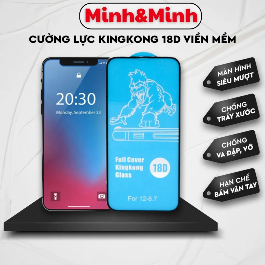 Ảnh Kính Cường Lực iphone18D KTM,chống vỡ vền, full màn 6plus/7/8/7plus/8plus/x/xs/xsmax/11/12/13/14/pro/promax 15promax 1