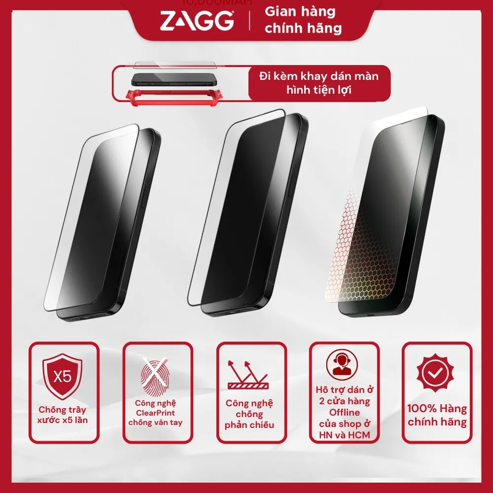 Ảnh Kính cường lực ZAGG các loại: trong, nhám, chống nhìn trộm, bảo vệ mắt, XTR 1