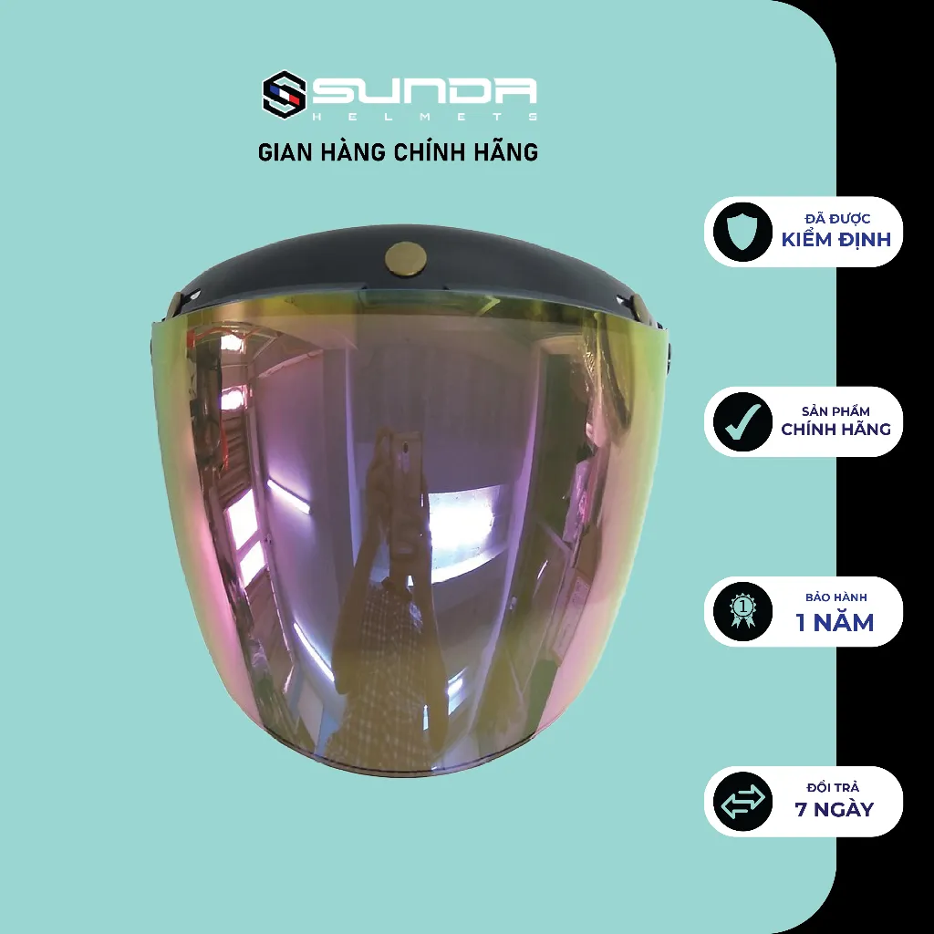 Ảnh Kính dài 3 khuy gắn nón bảo hiểm SUNDA CA-110 - kính dài che hết mặt 1