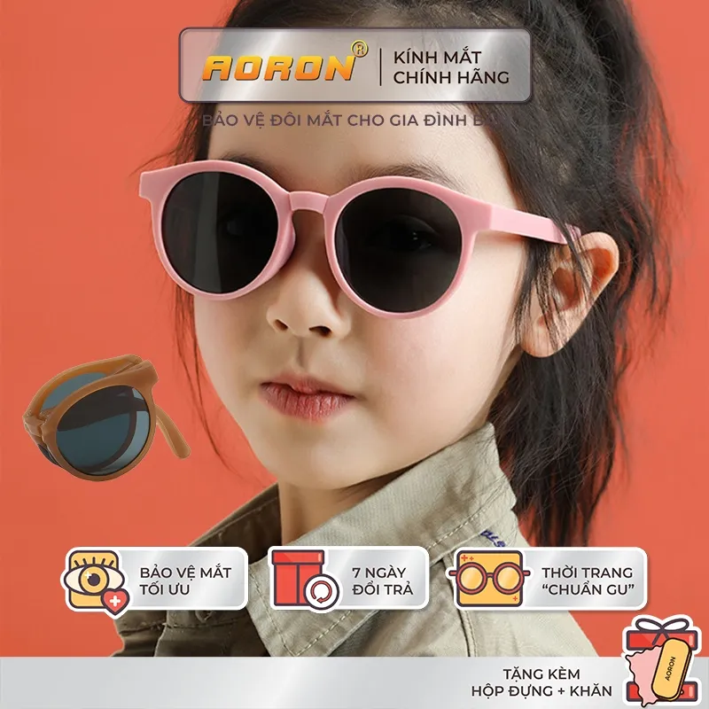 Ảnh Kính Gấp Gọn Phân Cực Mắt Tròn Aoron Cho Bé Thời Trang Bảo Vệ Mắt Chống Tia Cực Tím Chống Bụi Kèm Hộp Tiện Lợi AK141 1