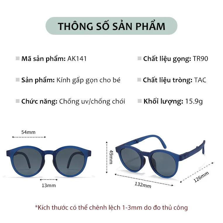 Ảnh Kính Gấp Gọn Phân Cực Mắt Tròn Aoron Cho Bé Thời Trang Bảo Vệ Mắt Chống Tia Cực Tím Chống Bụi Kèm Hộp Tiện Lợi AK141 2