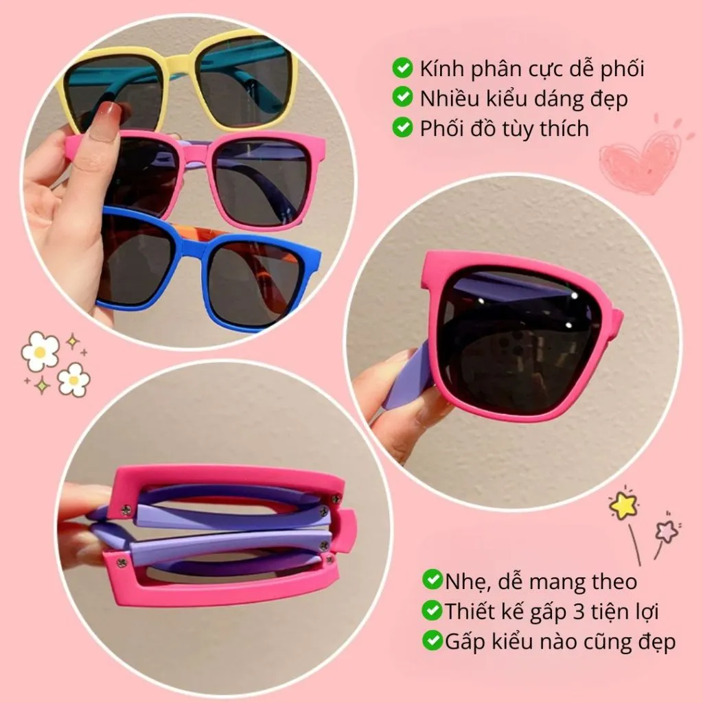 Ảnh Kính Gấp Gọn Tròng Phân Cực Cho Bé 3-12 Tuổi Gọng Phối 2 Màu Thời Trang Siêu Dẻo Đàn Hồi An Toàn Cho Mắt Trẻ Em AK140 4
