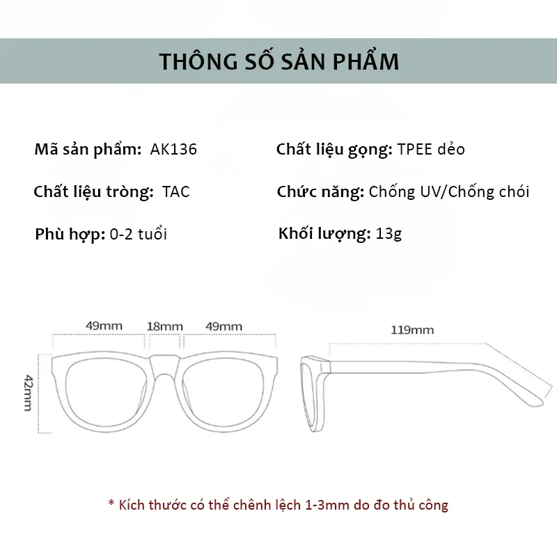 Ảnh Kính Mát Chống UV Tròng Phân Cực Cho Bé Từ 0-2 Tuổi Kèm Dây Chống Tuột Gọng Đàn Hồi Tốt An Toàn Thời Trang AK136 3