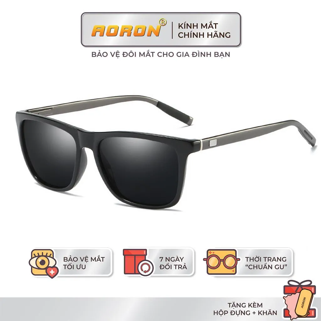 Ảnh Kính Mát Nam Nữ, Mắt Kính Phân Cực Thời Trang Chống Tia UV400, Gọng Kính Vuông Magie AK010 - AORON 1