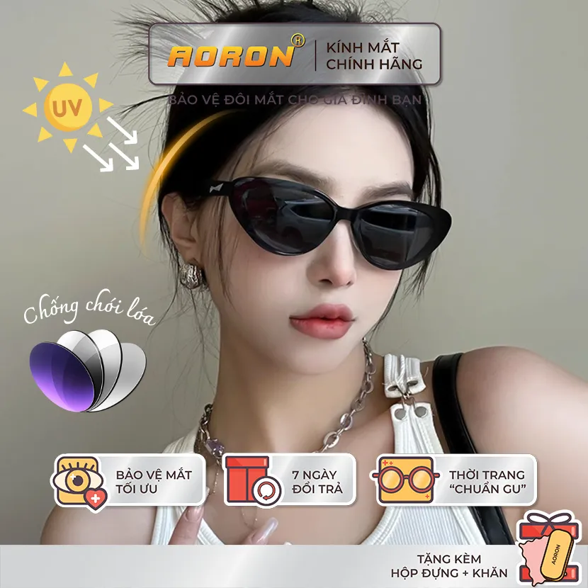 Ảnh Kính Mát Phân Cực Mắt Mèo Nam Nữ AORON Hot Trend 2025 Chất Liệu TR90 Bền Bỉ Chống Tia UV400 1