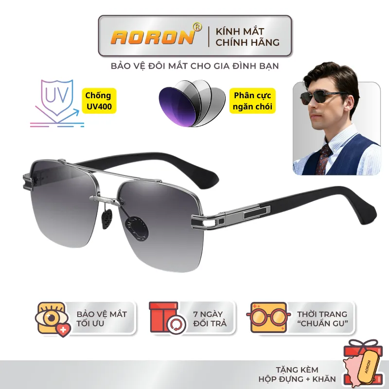 Ảnh Kính Mát Thời Trang Nam AORON Tròng Phân Cực Chống Tia UV400 Thiết Kế Gọng Vuông Sang Trọng Độc Đáo - AK061 1