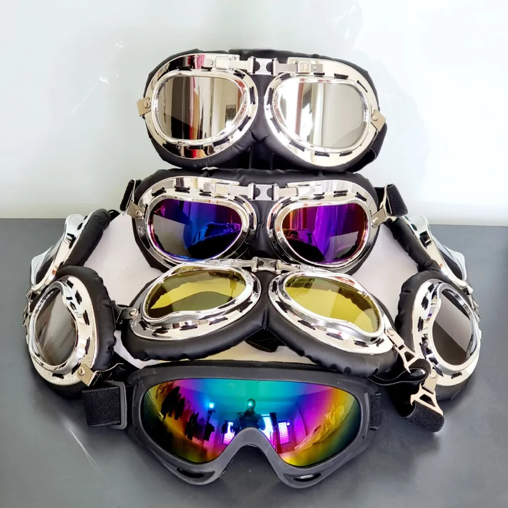 Ảnh Kính Phi công, Kính UV x400, Kính phi công vintage GRO HELMET gắn mũ bảo hiểm 1/2, 3/4 đi phượt chắn bụi hàng chính hãng 2