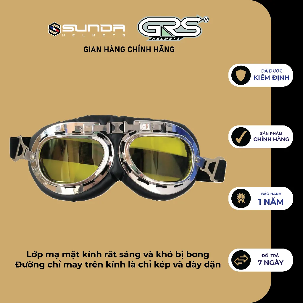 Ảnh Kính phi công nhiều màu gắn mũ bảo hiểm nửa đầu SUNDA, GRS 4
