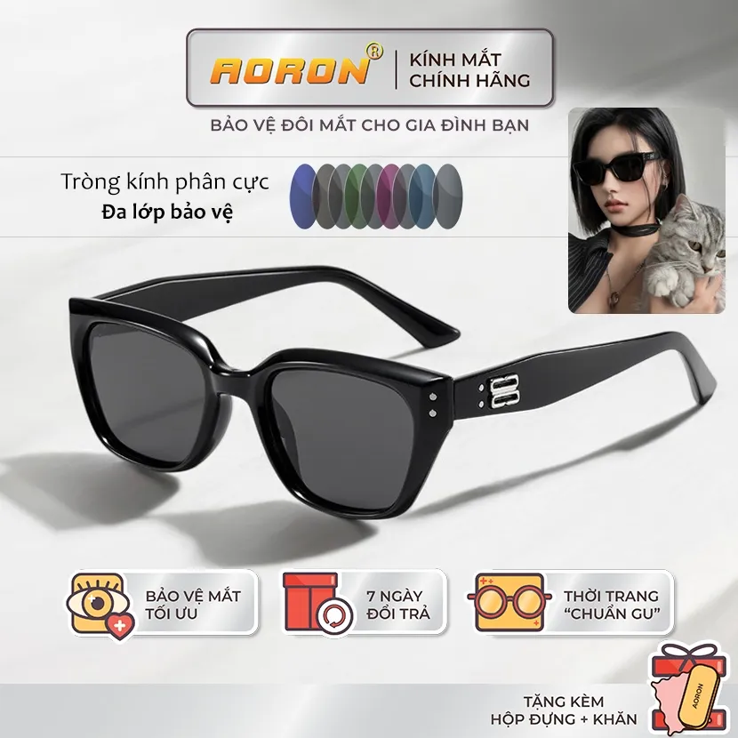 Ảnh Kính Râm Nam Nữ AORON Tròng Phân Cực Chống Tia UV Dáng Chữ Nhật Trendy Gọng TR90 Chống Gãy, Thiết Kế Cá Tính AK231 1