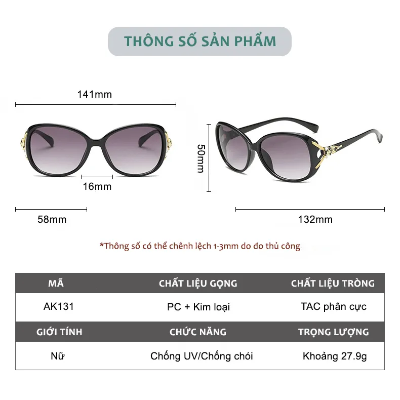 Ảnh Kính Râm Nữ Thời Trang AORON Gọng PC Đàn Hồi Chạm Hồ Ly Sang Trọng Và Cuốn Hút, Tròng Kính Nữ Phân Cực Chống UV 2
