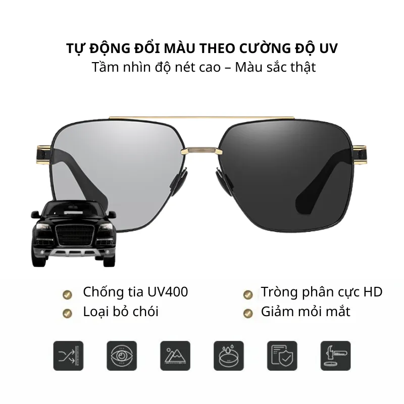 Ảnh Kính Râm Thời Trang Nam Nữ AORON Phân Cực Đổi Màu Chống Lóa Chống Tia Cực Tím UV Kiểu Dáng Thời Trang Nhiều Màu AK171 4