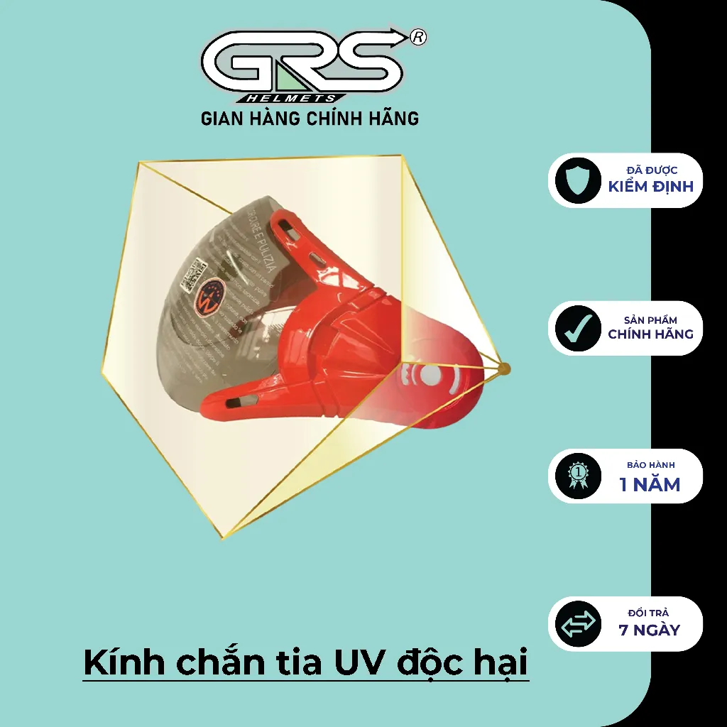 Ảnh Kính thay thế cho nón bảo hiểm nửa đầu GRS 2