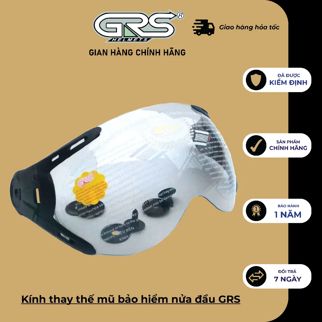Ảnh Kính thay thế mũ bảo hiểm nửa đầu GRS 1