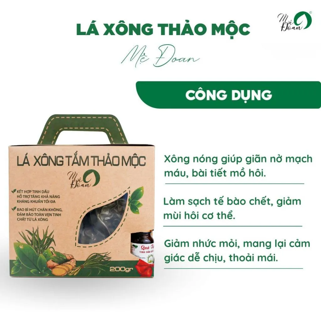 Ảnh Lá xông thảo mộc phục hồi sức khỏe làm sạch cơ thể sau sinh combo 200g/2 gói Mệ Đoan 2