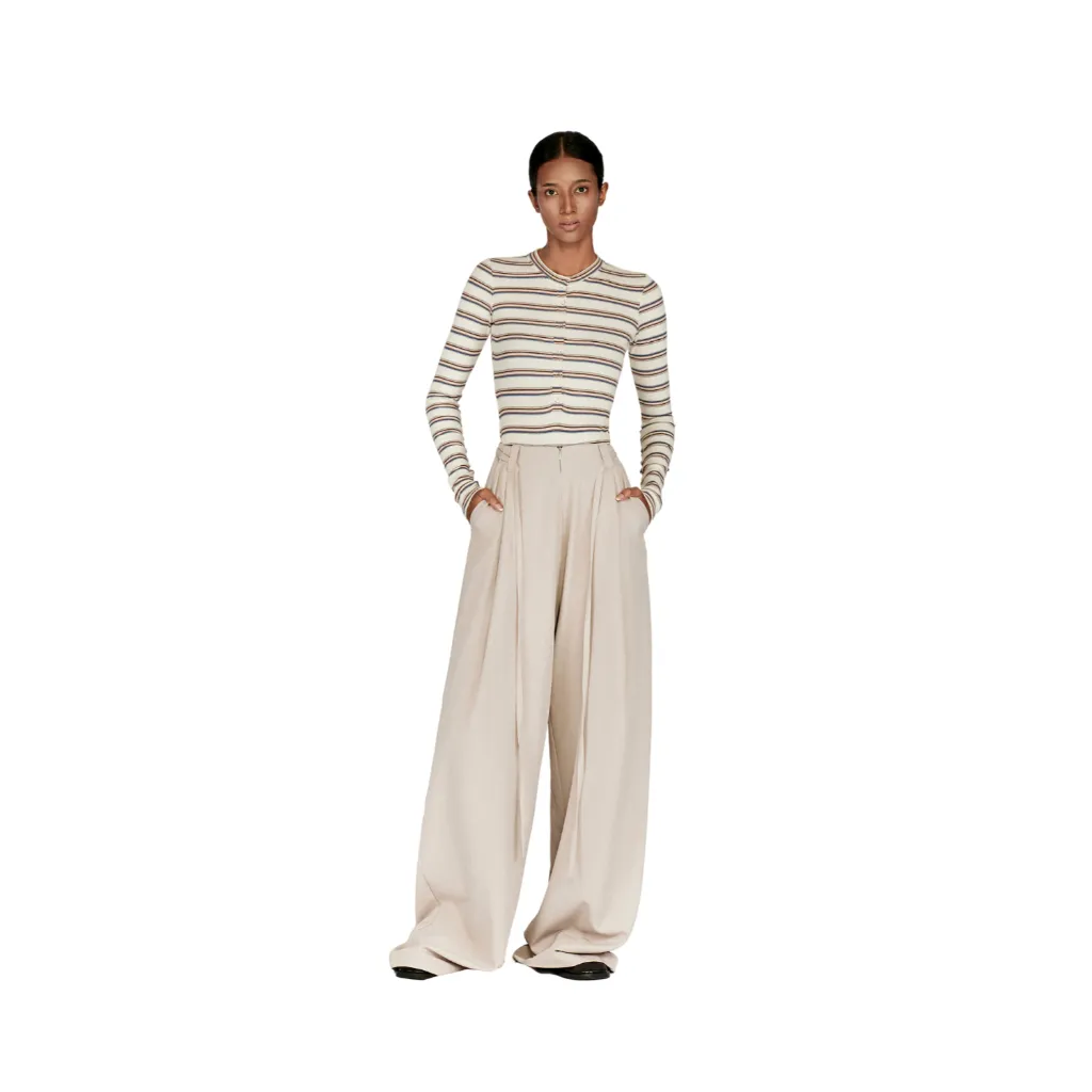 Ảnh làminapparel - STRIPED BUTTON BODYSUIT - GREY | CREAM 3