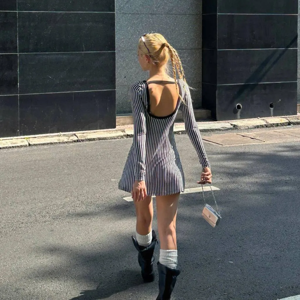 Ảnh làminapparel - STRIPED OPEN BACK MINI DRESS 1