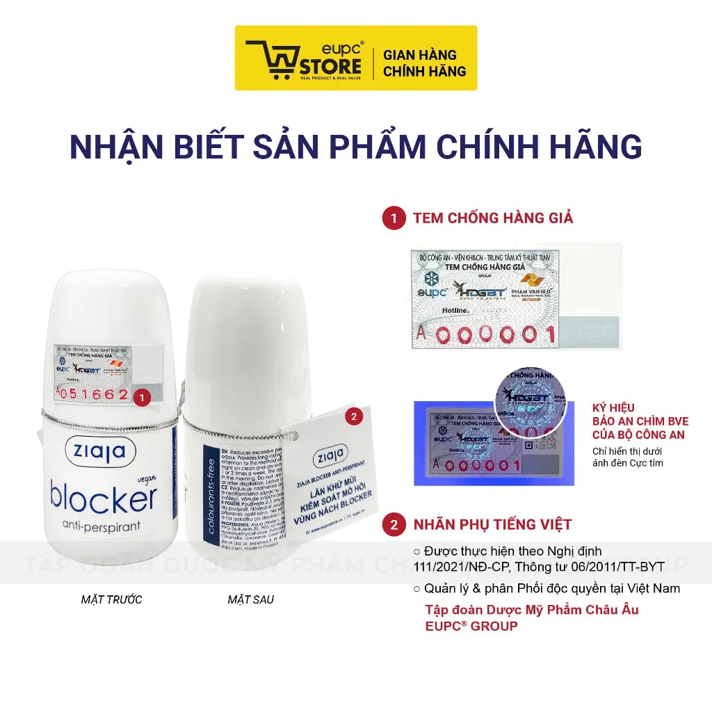 Ảnh Lăn Khử Mùi Kiểm Soát Mồ Hôi Vùng Nách Ziaja Blocker 60ml Thấm Nhanh, Không Để Lại Vệt Trên Áo EUPC STORE 4