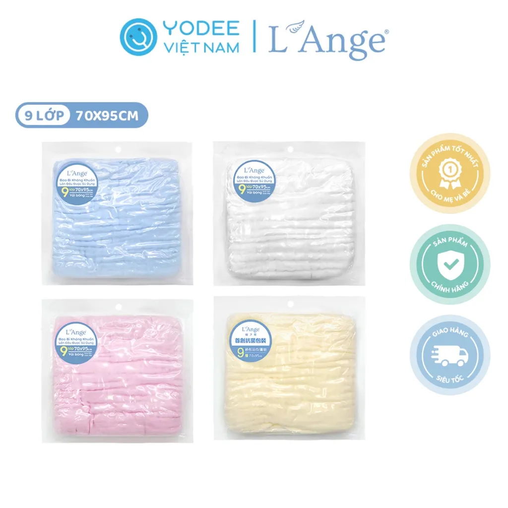 Ảnh L’Ange Khăn tắm/Khăn quấn/Chăn đắp vải bông 9 lớp 70x95cm cho bé 1