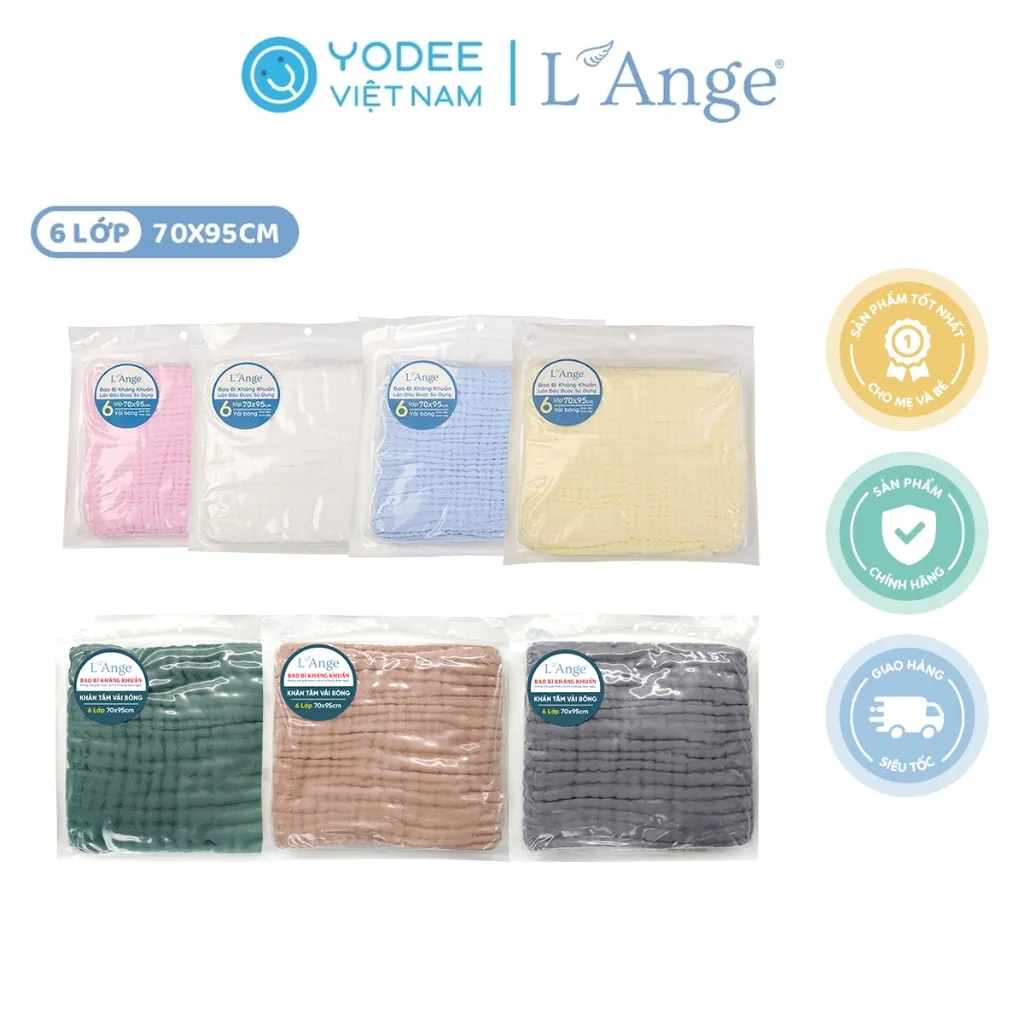 Ảnh L’Ange Khăn tắm/Khăn quấn/Chăn đắp vải bông 6 lớp 70x95cm 1