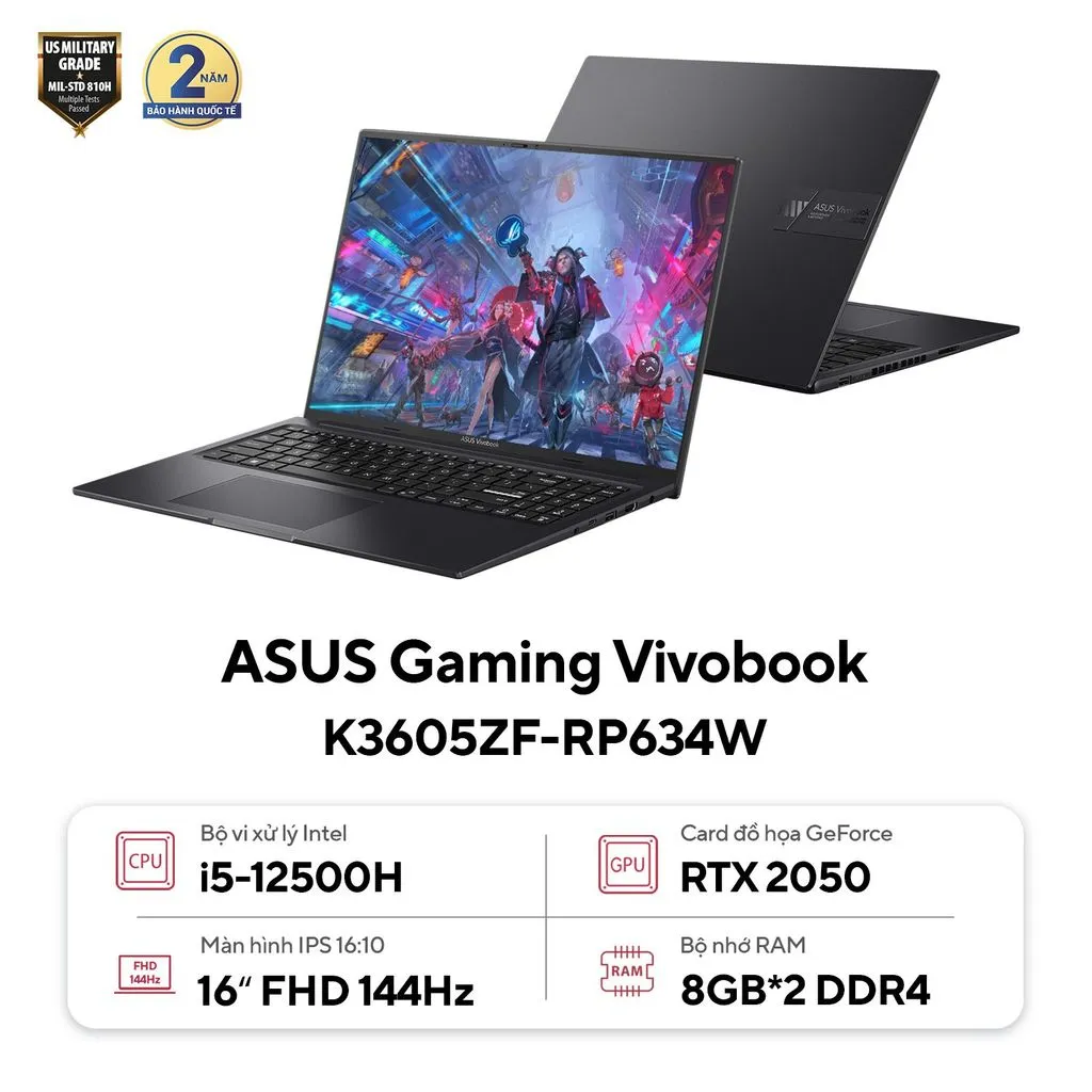 Ảnh Laptop ASUS Gaming VivoBook K3605ZF-RP634W – i5-12500H & RTX2050 – Chiến Game đỉnh cấp 2
