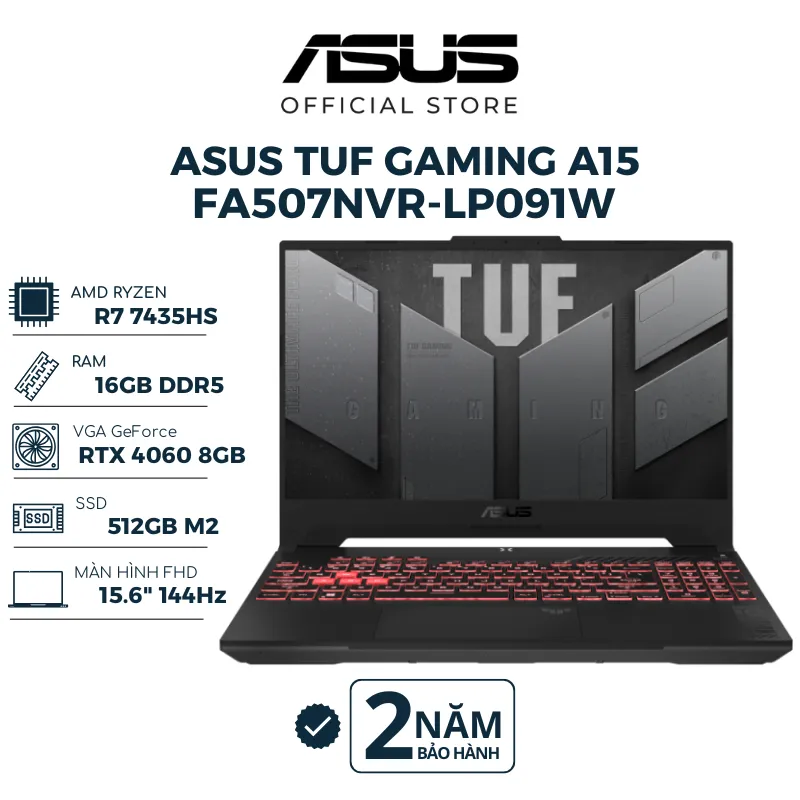 Ảnh Laptop ASUS TUF Gaming A15 FA507NVR-LP091W Ryzen 7 7435HS | RTX 4060 8GB | 16GB | 512GB | 15.6" FHD 144Hz | Win 11 | Xám 1