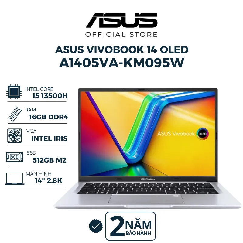 Ảnh Laptop Asus Vivobook 14 OLED A1405VA-KM095W i5-13500H | 16GB | 512GB | Intel Iris | 14" 2.8K  | Win 11 | Bạc 1