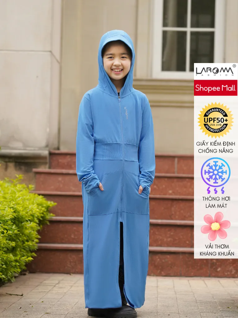 Ảnh LAROMA Choàng chống nắng trẻ em 1 lớp UPF50+ | Làm mát | Vải thơm | Kháng khuẩn 2