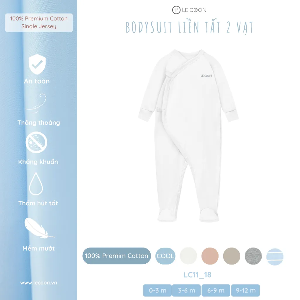 Ảnh LE COON | Bodysuit Liền Tất 2 Vạt | COOL | 0 - 18 tháng 2