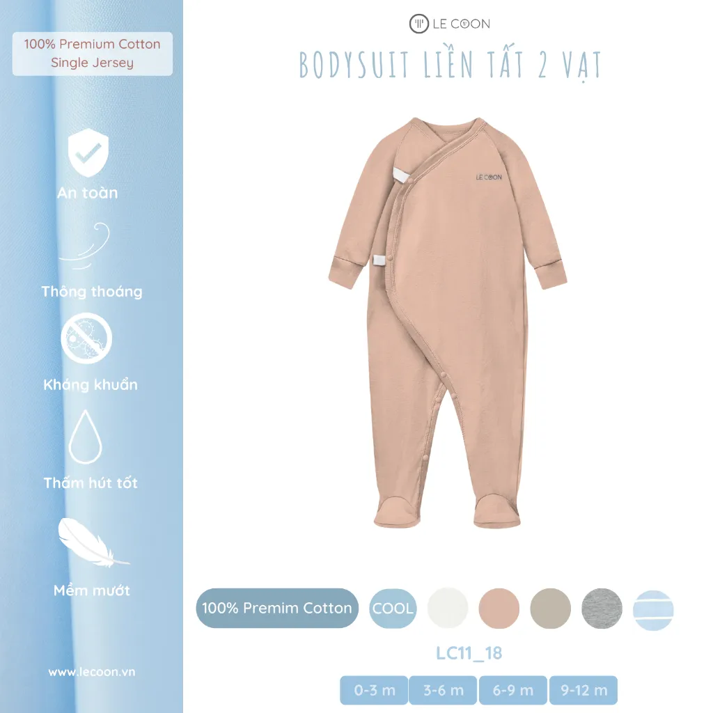 Ảnh LE COON | Bodysuit Liền Tất 2 Vạt | COOL | 0 - 18 tháng 3