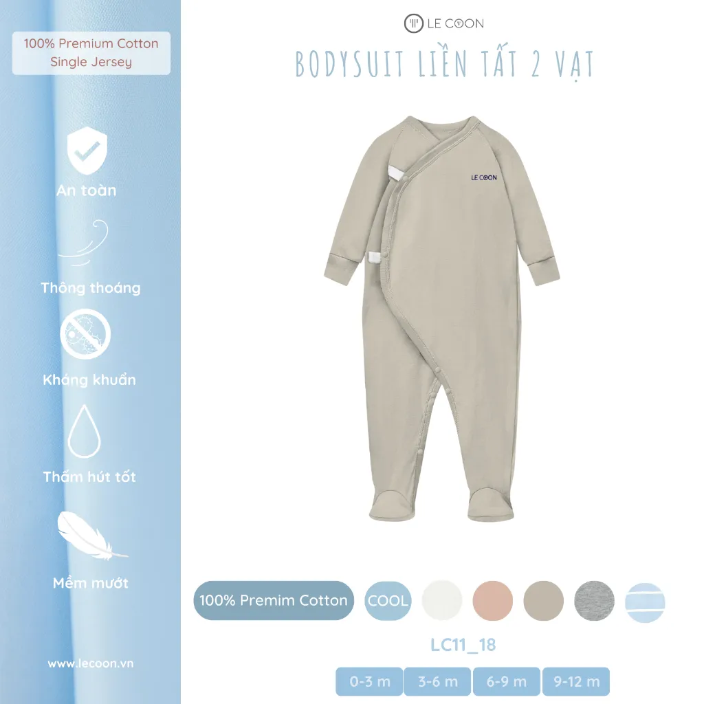 Ảnh LE COON | Bodysuit Liền Tất 2 Vạt | COOL | 0 - 18 tháng 4