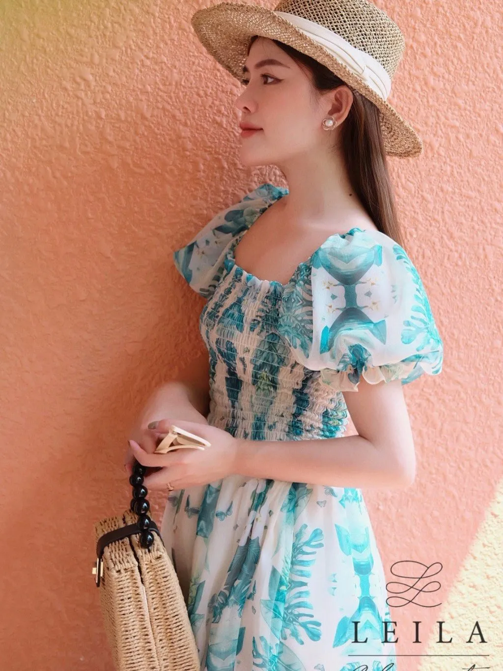 Ảnh LEILA CLOSET | Đầm maxi thiết kế Juny đuôi cá Xanh/Hồng 2