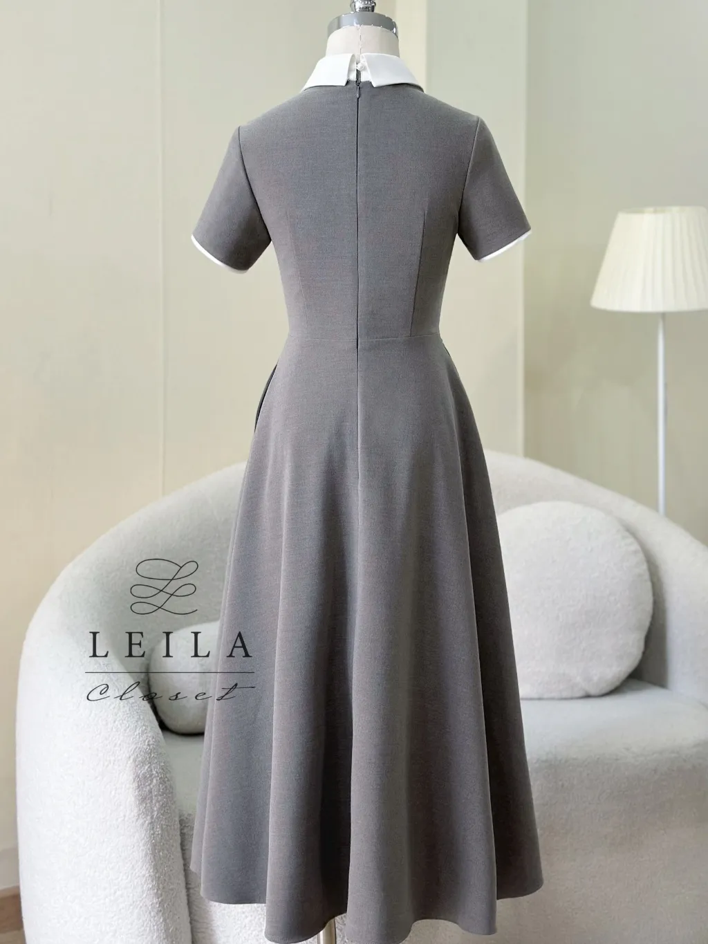Ảnh LEILA CLOSET | Đầm thiết kế Sanee cổ Đức khoét ngực, tùng xoè dài có túi, dây belt tôn dáng 3